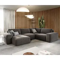 DELIFE Grand canapé d’angle Lanzo 300x210 cm microfibre brun kaki méridienne réversible