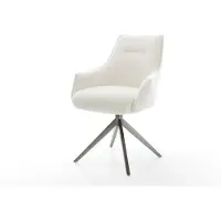 DELIFE Chaise-pivotante Alja-Flex avec accoudoirs bouclé doux beige pied croisé large grafiete pivotement sur 360° fonction bascule resorts ensachés