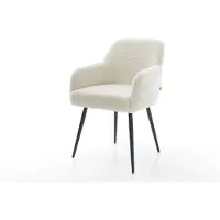 DELIFE Chaise-de-salle-à-manger Greg-Flex tissu teddy beige 4 pieds coniques noir ressorts ensachés
