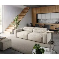 DELIFE Grand Canapé Sirpio 230x95 cm Velours côtelé Beige avec Tabouret