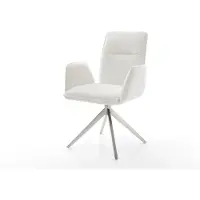DELIFE Chaise-pivotante Vinja-Flex bouclé doux beige pied croisé large acier inoxydable pivotement sur 360° fonction bascule