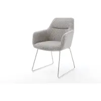 DELIFE Chaise-de-salle-à-manger Pejo-Flex côtelé gris argenté pied trapèze acier inoxydable brossé ressorts ensachés