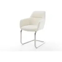 DELIFE Cantilever Pejo-Flex bouclé blanc pied cantilever plat acier inoxydable brossé ressorts ensachés