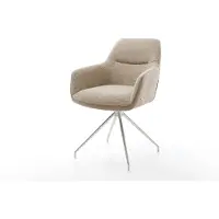 DELIFE Chaise-pivotante Pejo-Flex tissu mixte couleur boue pied croisé conique acier inoxydable brossé pivotement sur 180° ressorts ensachés