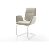 DELIFE Cantilever Vinja-Flex tissu tissé doux beige pied cantilever plat blanc