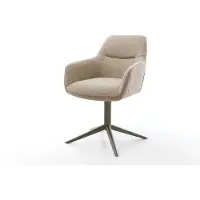 DELIFE Chaise-pivotante Pejo-Flex tissu mixte couleur boue pied de chaise 4 branches aspect titane pivotement sur 360° fonction bascule ressorts ensachés