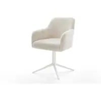 DELIFE Chaise-pivotante Greg-Flex peluche crème-blanc pied de chaise 4 branches blanc pivotement sur 360° fonction bascule resorts ensachés