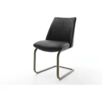 DELIFE Cantilever Elso-Flex cuir de vache noir pied cantilever plat aspect titane ressorts ensachés