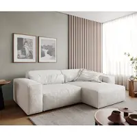 DELIFE Canapé d'angle Sirpio 230x155 cm Bouclee Crème-blanc Recamiere variable