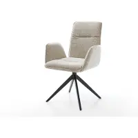 DELIFE Chaise-pivotante Vinja-Flex tissu tissé doux beige pied croisé large noir pivotement sur 360° fonction bascule
