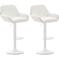CLP Lot de 2 tabourets de bar Braga en similicuir, pivotants et réglables en hauteur, structure blanche