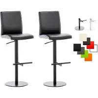 CLP - Ensemble de 2 tabourets de bar Cadix, revêtus de similicuir, pivotants et réglables en hauteur, jusqu'à 240 kg. Couleur : noir. Structure : noire