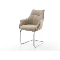 DELIFE Cantilever Alja-Flex avec accoudoirs tissu mixte couleur boue pied cantilever plat acier inoxydable brossé ressorts ensachés