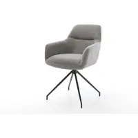 DELIFE Chaise-de-salle-à-manger Pejo-Flex tissu structuré doux gris pied croisé conique noir resorts ensachés