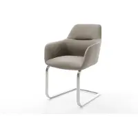 DELIFE Cantilever Pejo-Flex cuir de vache couleur boue pied cantilever plat acier inoxydable brossé ressorts ensachés