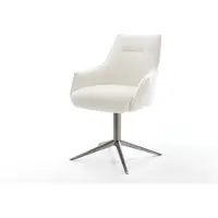 DELIFE Chaise-pivotante Alja-Flex avec accoudoirs bouclé doux beige pied de chaise 4 branches grafiete pivotement sur 360° fonction bascule resorts ensachés