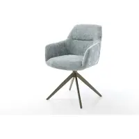 DELIFE Chaise-pivotante Pejo-Flex chenille bleu pastel pied croisé large aspect titane pivotement sur 360° fonction bascule ressorts ensachés