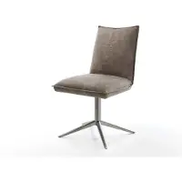 DELIFE Chaise-pivotante Lelio-Flex microvelours taupe vintage pied de chaise 4 branches grafiete pivotement sur 360° fonction bascule ressorts ensachés