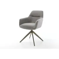 DELIFE Chaise-pivotante Pejo-Flex tissu structuré doux gris pied croisé large aspect titane pivotement sur 360° fonction bascule resorts ensachés