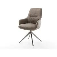 DELIFE Chaise-pivotante Zelia-Flex mit Armlehnen microvelours taupe vintage pied croisé large grafiete pivotement sur 360° fonction bascule ressorts ensachés