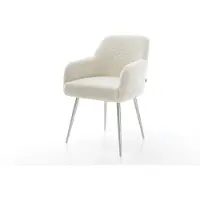 DELIFE Chaise-de-salle-à-manger Greg-Flex tissu teddy beige 4 pieds coniques acier inoxydable resorts ensachés