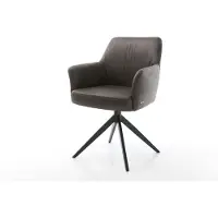 DELIFE Chaise-pivotante Xana-Flex avec accoudoirs microvelours anthracite vintage pied croisé large noir pivotement sur 360° fonction bascule ressorts ensachés
