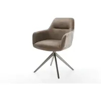DELIFE Chaise-pivotante Pejo-Flex microvelours taupe vintage pied croisé large grafiete pivotement sur 360° fonction bascule ressorts ensachés