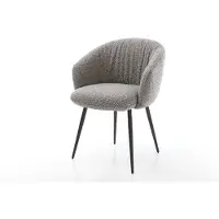 DELIFE Chaise-de-salle-à-manger Caja-Flex avec accoudoirs bouclé gris argenté 4 pieds coniques noir ressorts ensachés