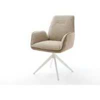 DELIFE Chaise-pivotante Zoa-Flex tissu mixte couleur boue pied croisé large blanc pivotement sur 360° fonction bascule ressorts ensachés