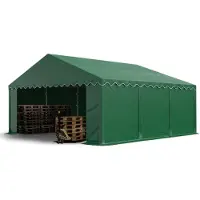TOOLPORT Tente de stockage 5x6 m abri bâche PVC 750 N imperméable vert foncé avec cadre de sol