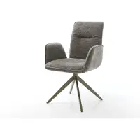 DELIFE Chaise-pivotante Vinja-Flex bouclé doux couleur boue pied croisé large aspect titane pivotement sur 360° fonction bascule