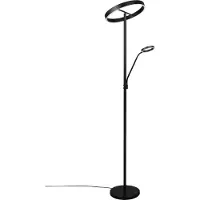 TRIO Lampadaire moderne noir avec bras de lecture flexible à deux anneaux pour salon chambre 180 cm LED 39W WILLIS
