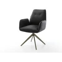 DELIFE Chaise-pivotante Zoa-Flex cuir de vache noir pied croisé large aspect titane pivotement sur 360° fonction bascule ressorts ensachés