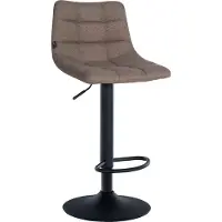 CLP Tabouret de bar Jerry en tissu, réglable en hauteur et pivotant à 360°, couleur taupe, piètement noir