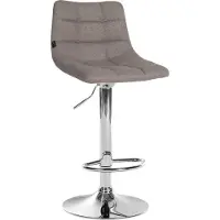CLP Tabouret de bar Jerry en tissu, réglable en hauteur et pivotant à 360°, gris, piètement chromé