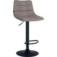 CLP Tabouret de bar Jerry en tissu, réglable en hauteur et pivotant à 360°, gris, piètement noir