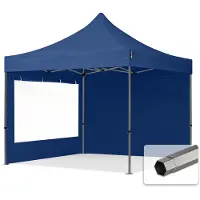 TOOLPORT 3x3 m Tonnelle pliante Acier, PES 750, côtés panoramiques, bleu foncé