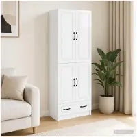 vidaXL Ensemble d'armoires , 2 pièces, blanc brillant, aggloméré