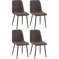 CLP - Ensemble de 4 chaises Dijon avec dossier, couleur marron, revêtement en tissu