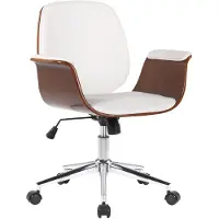 CLP Chaise de bureau Kemberg - Similicuir, bois en noyer - Blanche