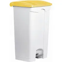 Helit Poubelle à pédale, 90 litres, blanc/jaune