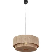 TRIO Lampe suspendue Japandi noire avec corde marron 60cm - Smilla