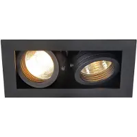 SLV Kadux GU10 plafonnier encastré carré noir 2 flammes à cardan