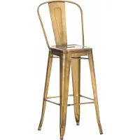 CLP Tabouret de bar Aiden en métal avec repose-pieds doré