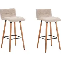 CLP lot de 2 tabourets de bar Lincoln tissu natura