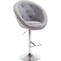 CLP Tabouret de bar London V2, revêtement en tissu, pivotant et réglable en hauteur | Couleur : gris. Structure : chromée