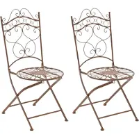 CLP Chaises Indra : chaises de jardin en fer forgé faites main, couleur brun antique