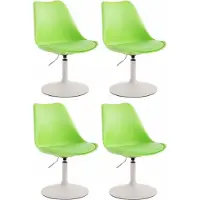 CLP Lot de 4 chaises de salle à manger Maverick en plastique, pivotantes et réglables en hauteur en continu, couleur du piètement : blanc