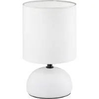 TRIO Lampe de table en céramique LUCI Blanc Abat-jour rond en tissu blanc Ø14cm