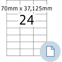 Herma Étiquettes de feuille 8424, adhésives en permanence, imprimables, L 70 x H 37 mm, papier, blanc, 12000 pièces/500 feuilles